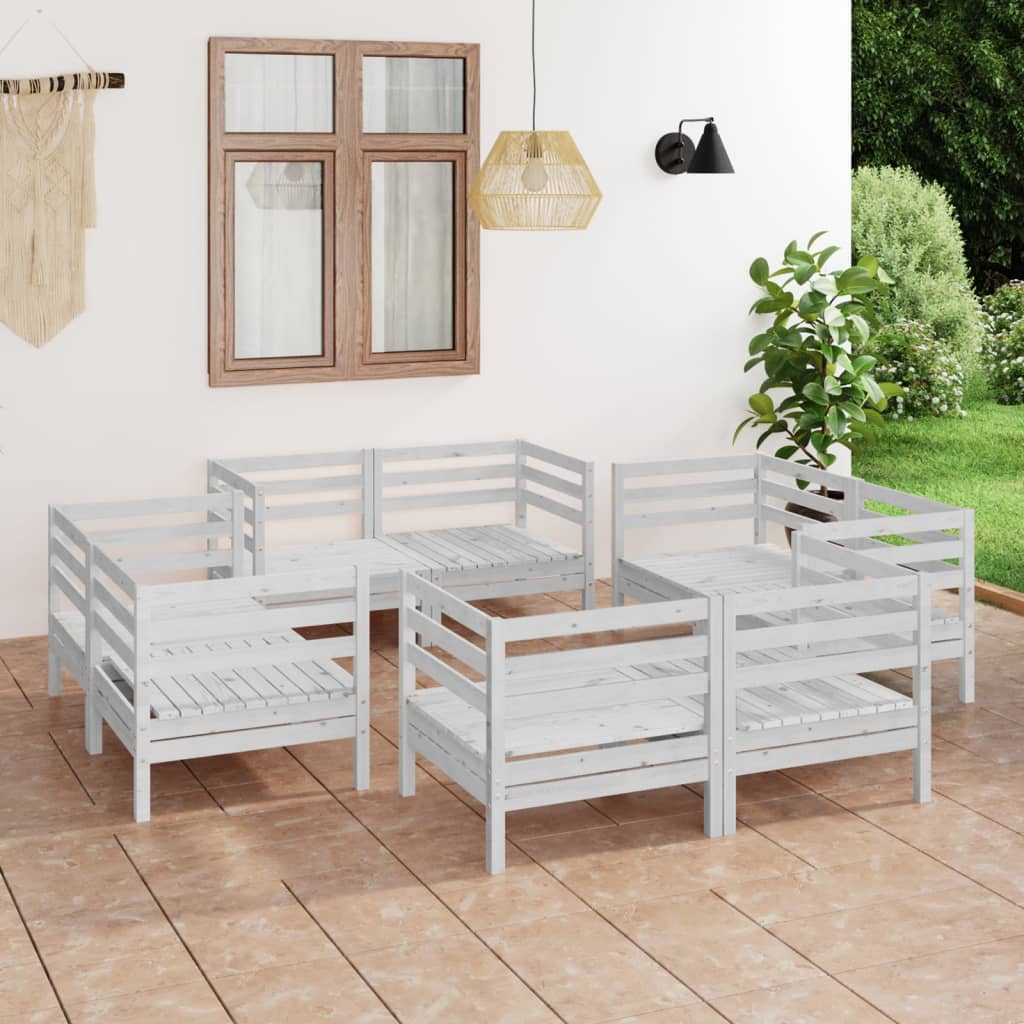 8-delige Loungeset massief grenenhout wit is nu te koop bij PeponiXL, paradijselijk wonen!