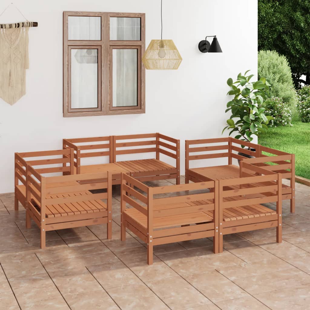 8-delige Loungeset massief grenenhout honingbruin is nu te koop bij PeponiXL, paradijselijk wonen!
