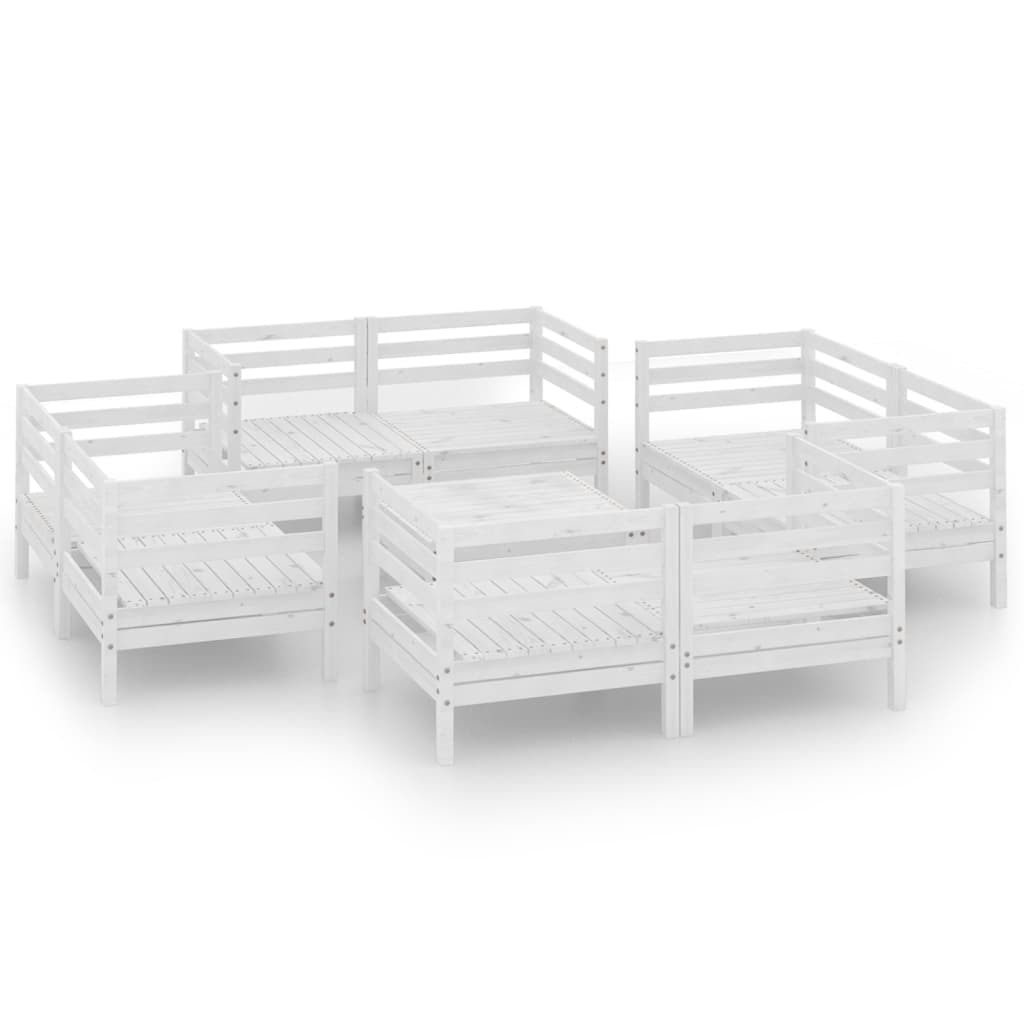 9-delige Loungeset massief grenenhout wit is nu te koop bij PeponiXL, paradijselijk wonen!