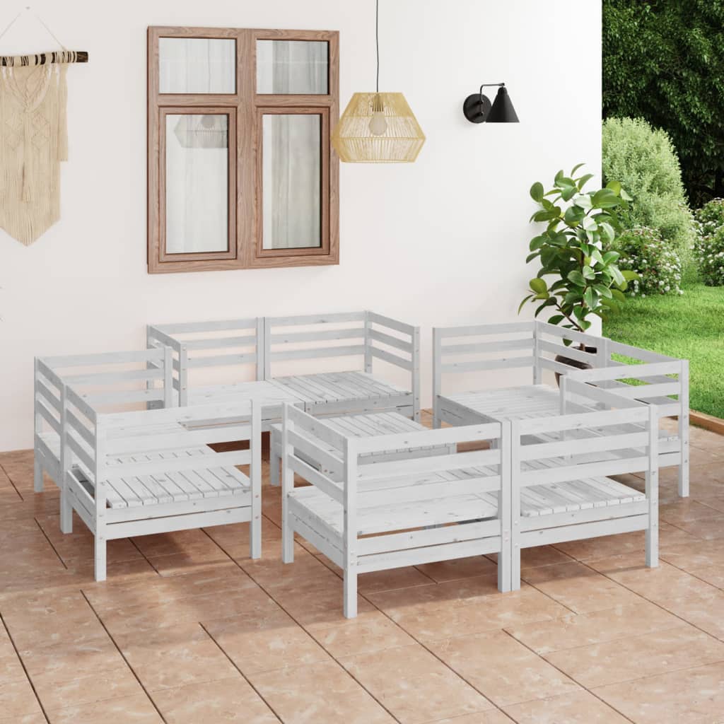 9-delige Loungeset massief grenenhout wit is nu te koop bij PeponiXL, paradijselijk wonen!