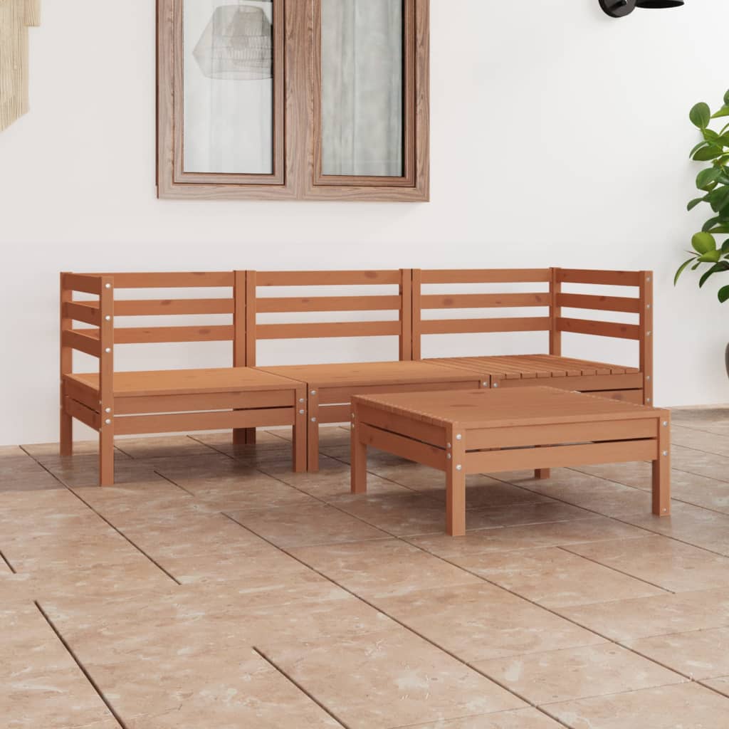4-delige Loungeset massief grenenhout honingbruin is nu te koop bij PeponiXL, paradijselijk wonen!