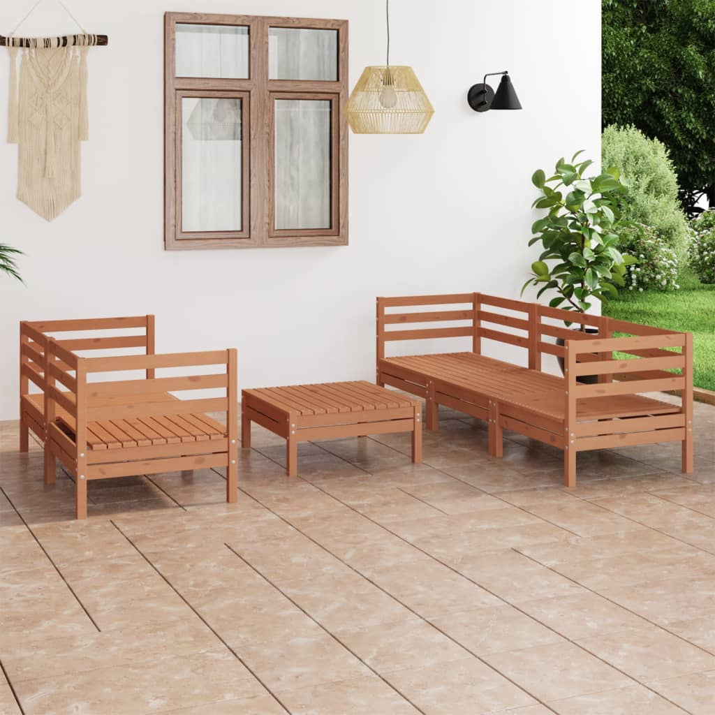 6-delige Loungeset massief grenenhout honingbruin is nu te koop bij PeponiXL, paradijselijk wonen!