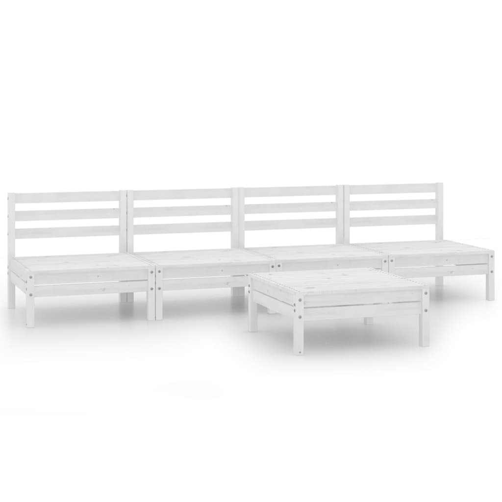 5-delige Loungeset massief grenenhout wit is nu te koop bij PeponiXL, paradijselijk wonen!