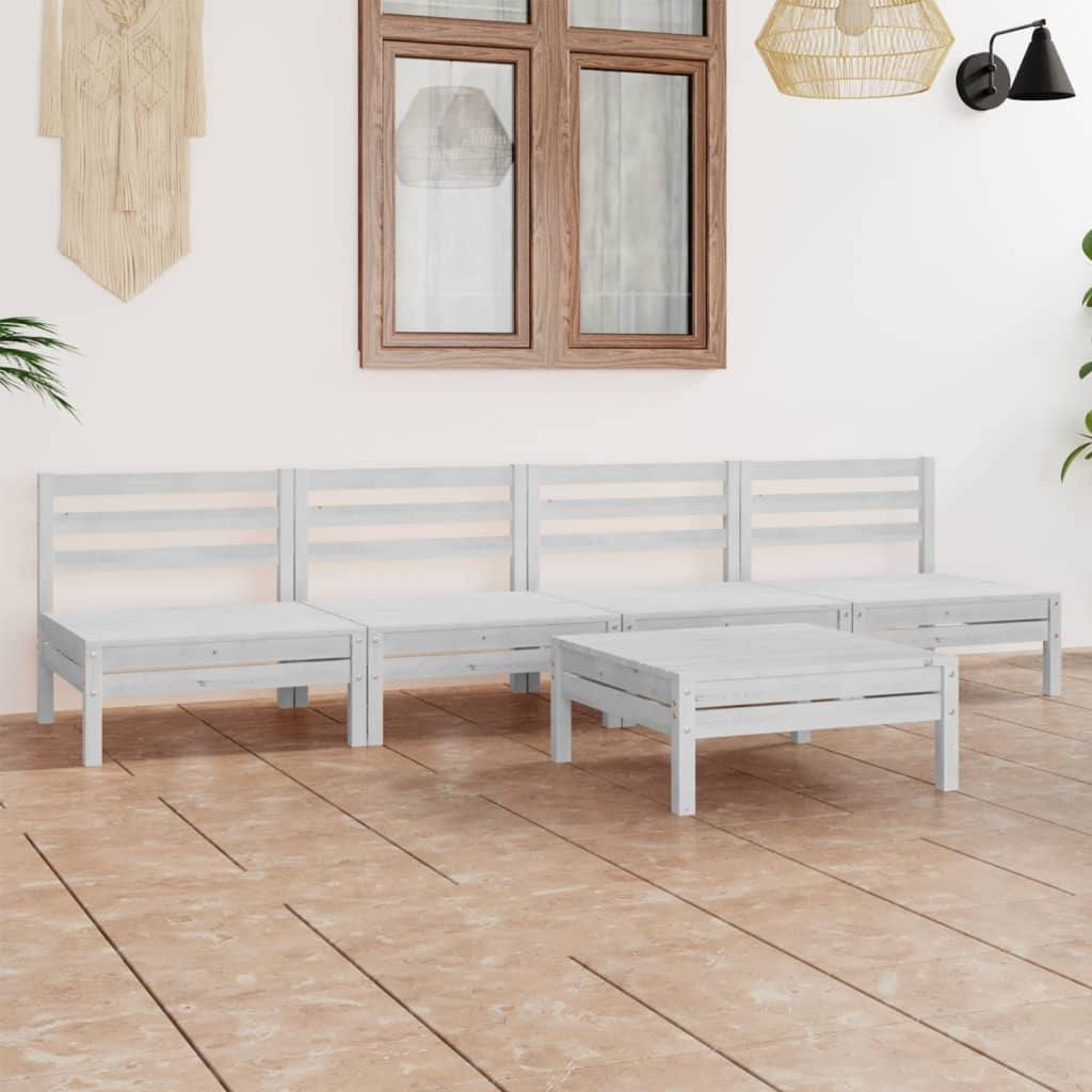 5-delige Loungeset massief grenenhout wit is nu te koop bij PeponiXL, paradijselijk wonen!