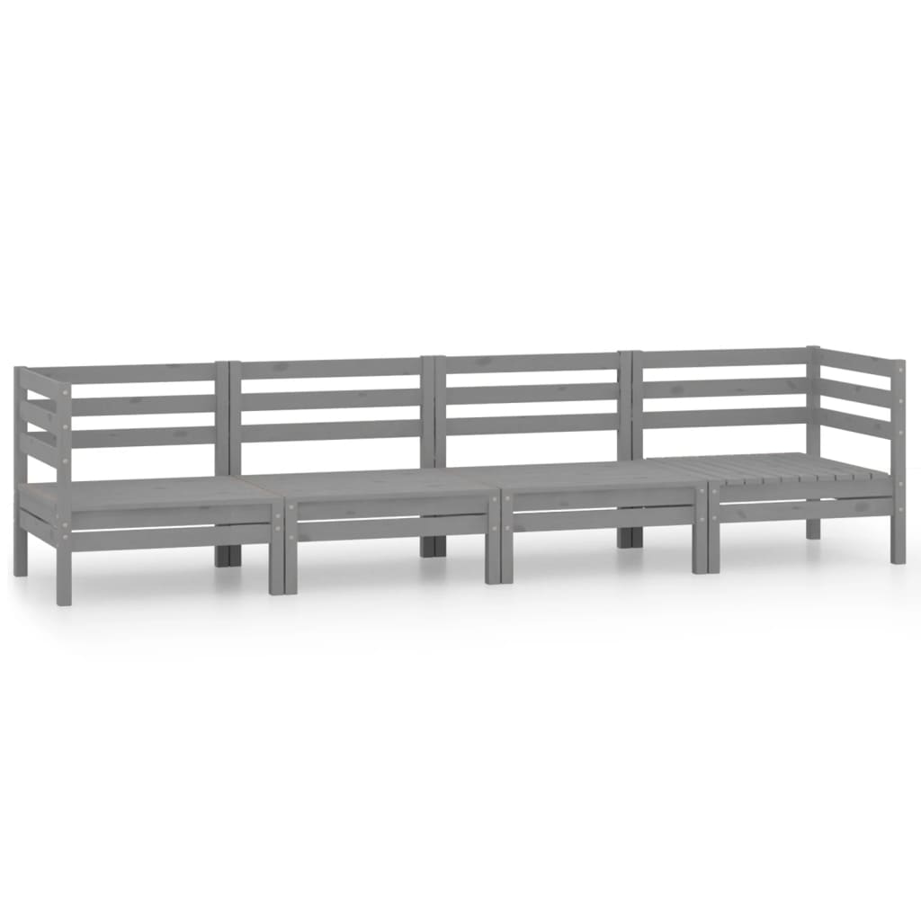 4-delige Loungeset massief grenenhout grijs is nu te koop bij PeponiXL, paradijselijk wonen!