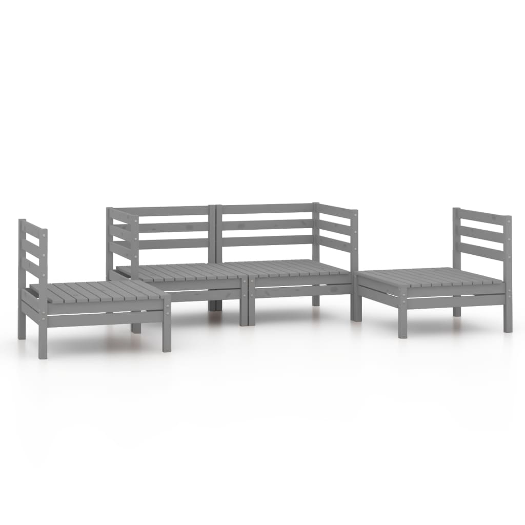 4-delige Loungeset massief grenenhout grijs is nu te koop bij PeponiXL, paradijselijk wonen!
