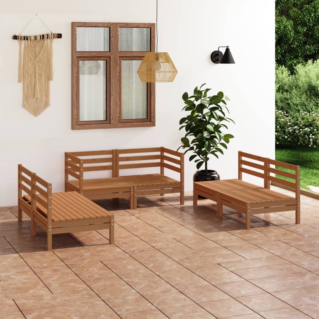 6-delige Loungeset massief grenenhout honingbruin is nu te koop bij PeponiXL, paradijselijk wonen!