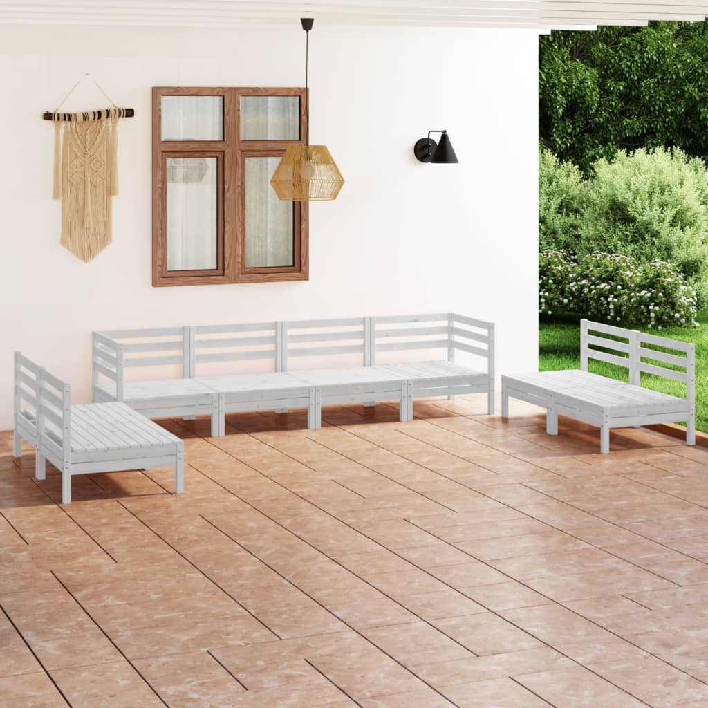 8-delige Loungeset massief grenenhout wit is nu te koop bij PeponiXL, paradijselijk wonen!