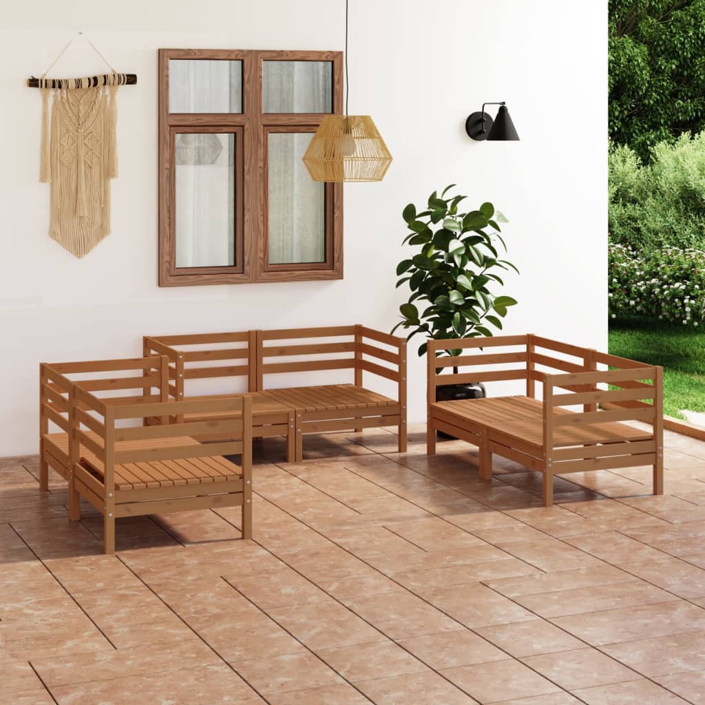 6-delige Loungeset massief grenenhout honingbruin is nu te koop bij PeponiXL, paradijselijk wonen!