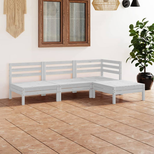 4-delige Loungeset massief grenenhout wit is nu te koop bij PeponiXL, paradijselijk wonen!