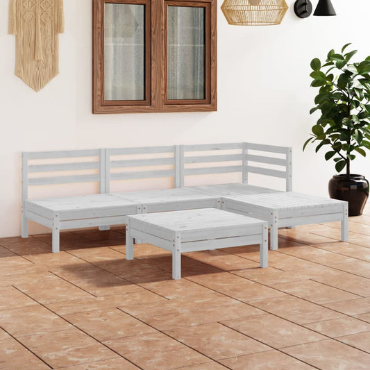 5-delige Loungeset massief grenenhout wit is nu te koop bij PeponiXL, paradijselijk wonen!