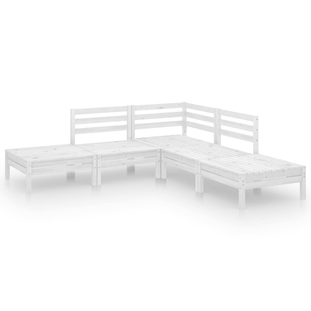 5-delige Loungeset massief grenenhout wit is nu te koop bij PeponiXL, paradijselijk wonen!