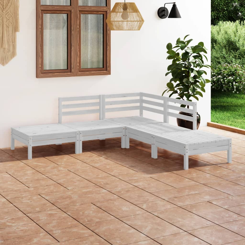 5-delige Loungeset massief grenenhout wit is nu te koop bij PeponiXL, paradijselijk wonen!