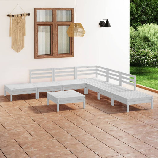 8-delige Loungeset massief grenenhout wit is nu te koop bij PeponiXL, paradijselijk wonen!