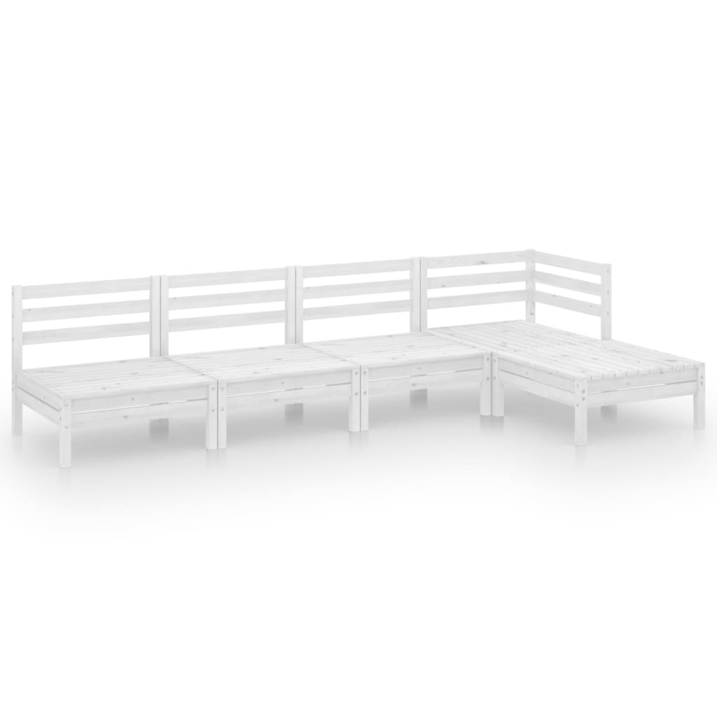 5-delige Loungeset massief grenenhout wit is nu te koop bij PeponiXL, paradijselijk wonen!
