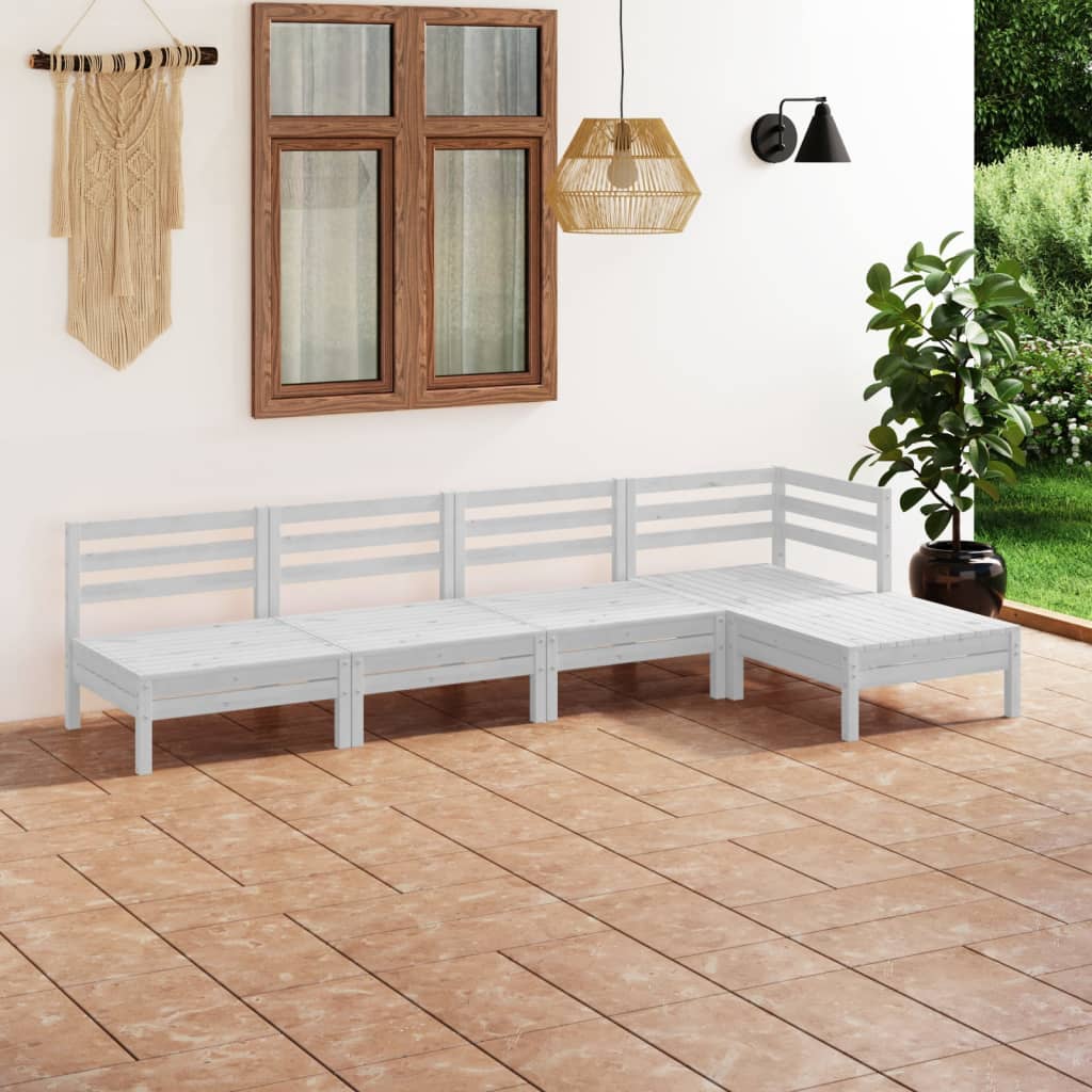 5-delige Loungeset massief grenenhout wit is nu te koop bij PeponiXL, paradijselijk wonen!