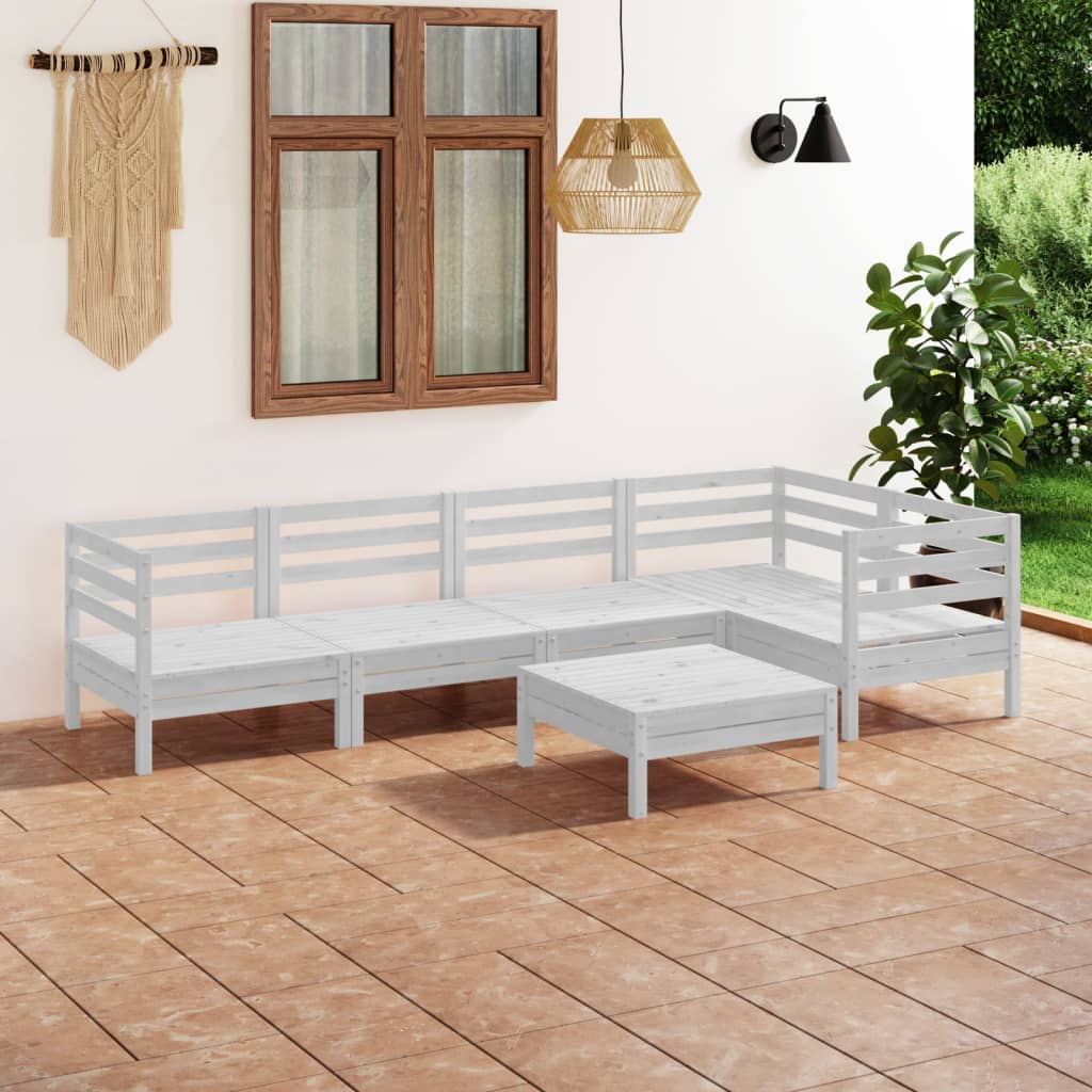 6-delige Loungeset massief grenenhout wit is nu te koop bij PeponiXL, paradijselijk wonen!