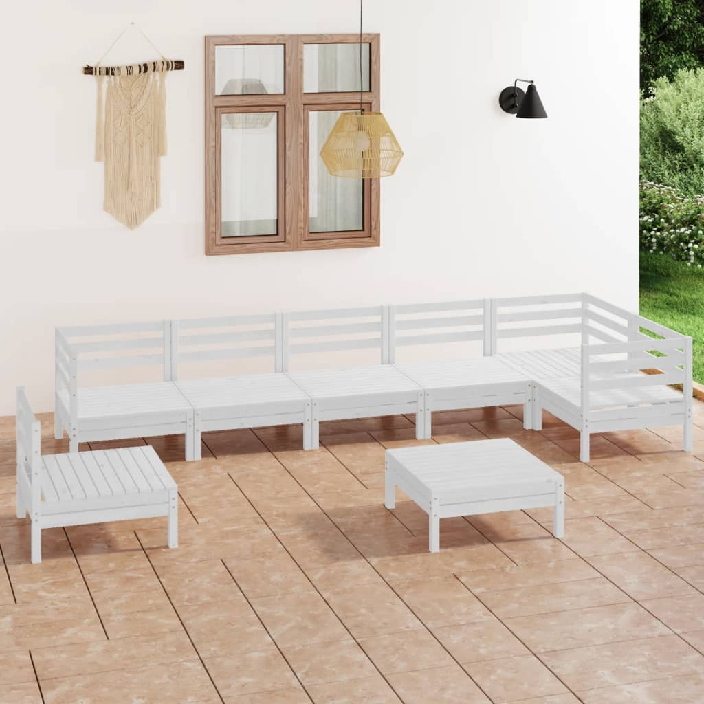 8-delige Loungeset massief grenenhout wit is nu te koop bij PeponiXL, paradijselijk wonen!