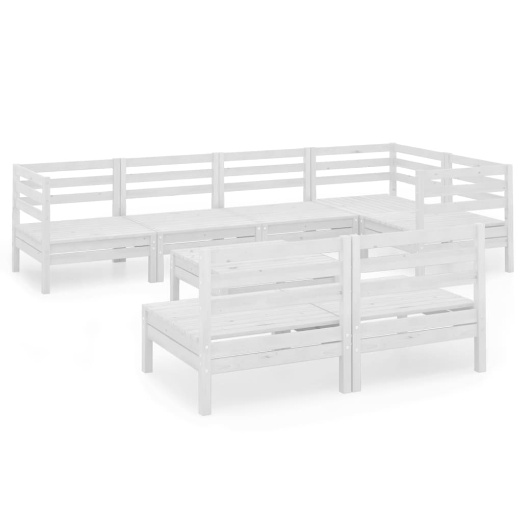 8-delige Loungeset massief grenenhout wit is nu te koop bij PeponiXL, paradijselijk wonen!