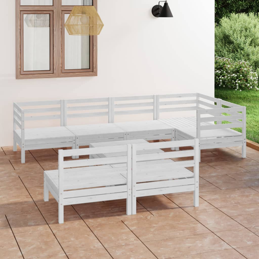 8-delige Loungeset massief grenenhout wit is nu te koop bij PeponiXL, paradijselijk wonen!