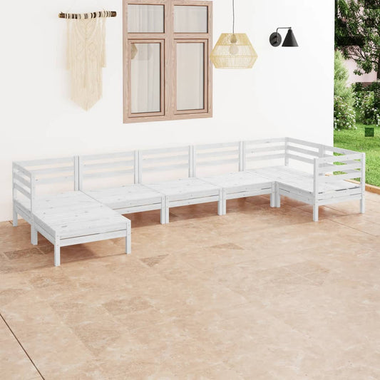 7-delige Loungeset massief grenenhout wit is nu te koop bij PeponiXL, paradijselijk wonen!