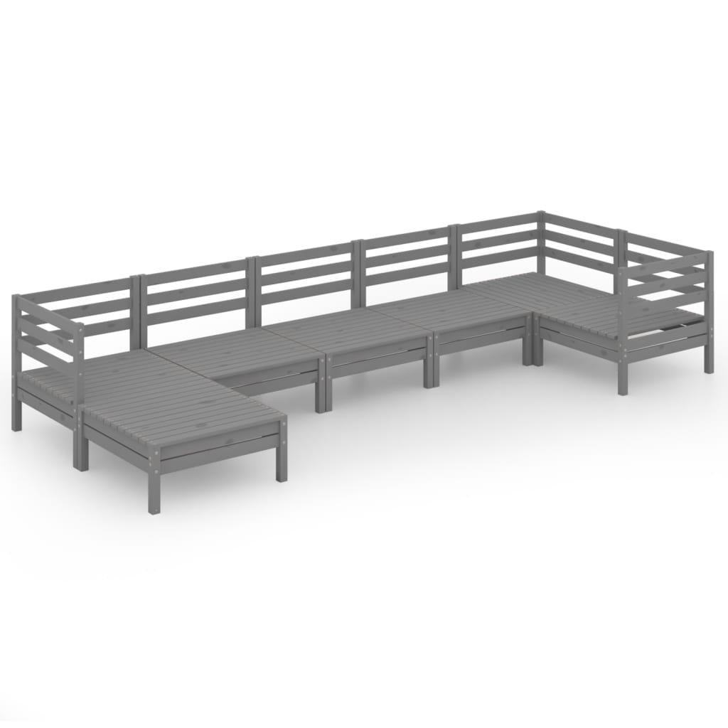 7-delige Loungeset massief grenenhout grijs is nu te koop bij PeponiXL, paradijselijk wonen!