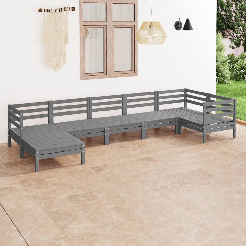 7-delige Loungeset massief grenenhout grijs is nu te koop bij PeponiXL, paradijselijk wonen!