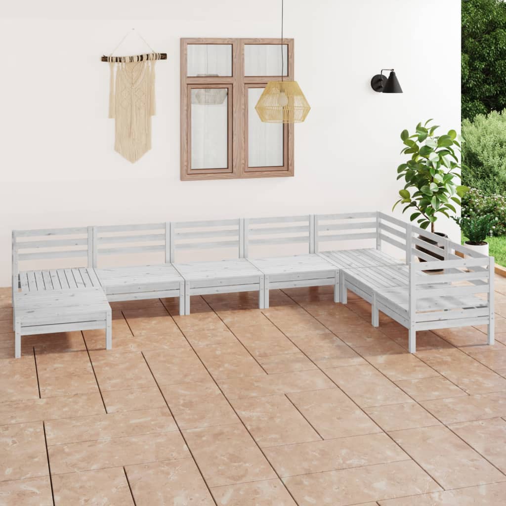 8-delige Loungeset massief grenenhout wit is nu te koop bij PeponiXL, paradijselijk wonen!