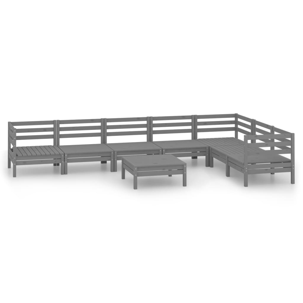 8-delige Loungeset massief grenenhout grijs is nu te koop bij PeponiXL, paradijselijk wonen!