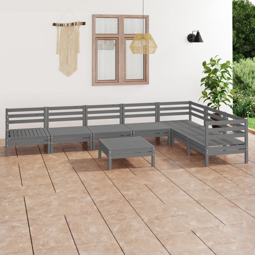 8-delige Loungeset massief grenenhout grijs is nu te koop bij PeponiXL, paradijselijk wonen!