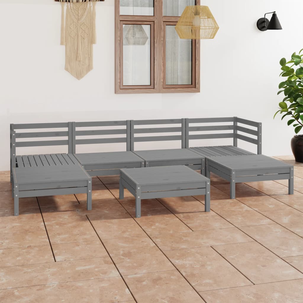 7-delige Loungeset massief grenenhout grijs is nu te koop bij PeponiXL, paradijselijk wonen!