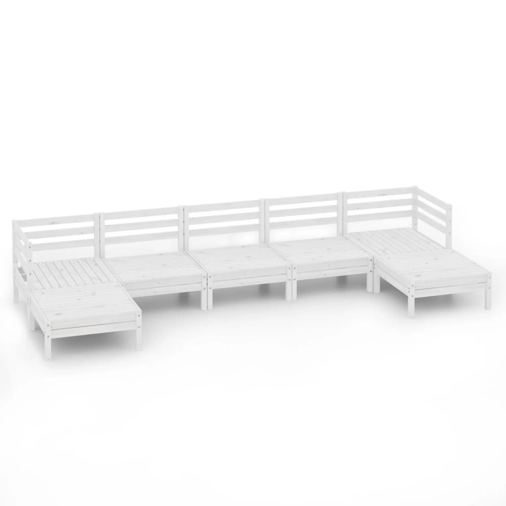 7-delige Loungeset massief grenenhout wit is nu te koop bij PeponiXL, paradijselijk wonen!