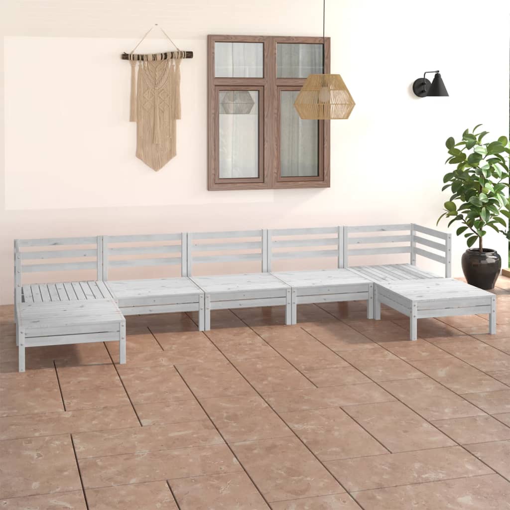 7-delige Loungeset massief grenenhout wit is nu te koop bij PeponiXL, paradijselijk wonen!