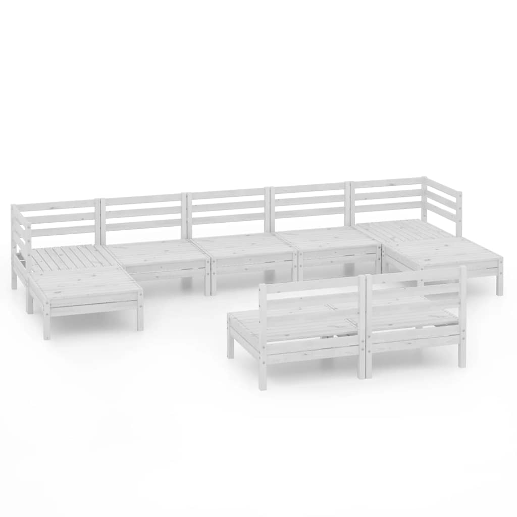 9-delige Loungeset massief grenenhout wit is nu te koop bij PeponiXL, paradijselijk wonen!