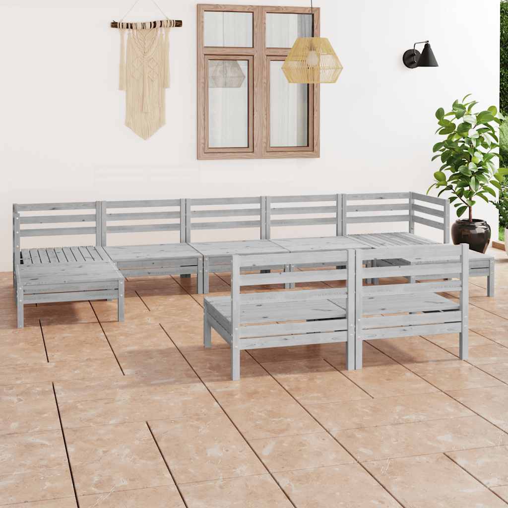 9-delige Loungeset massief grenenhout wit is nu te koop bij PeponiXL, paradijselijk wonen!