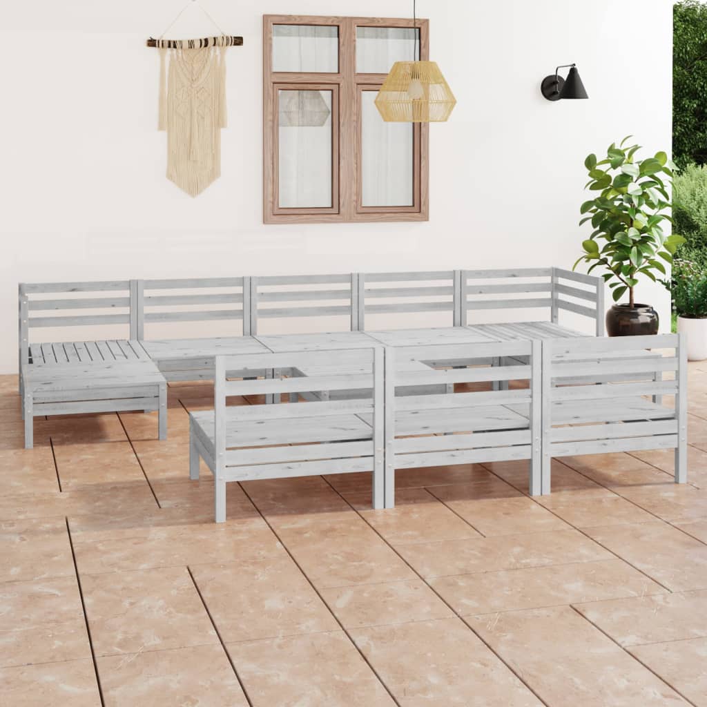 11-delige Loungeset massief grenenhout wit is nu te koop bij PeponiXL, paradijselijk wonen!