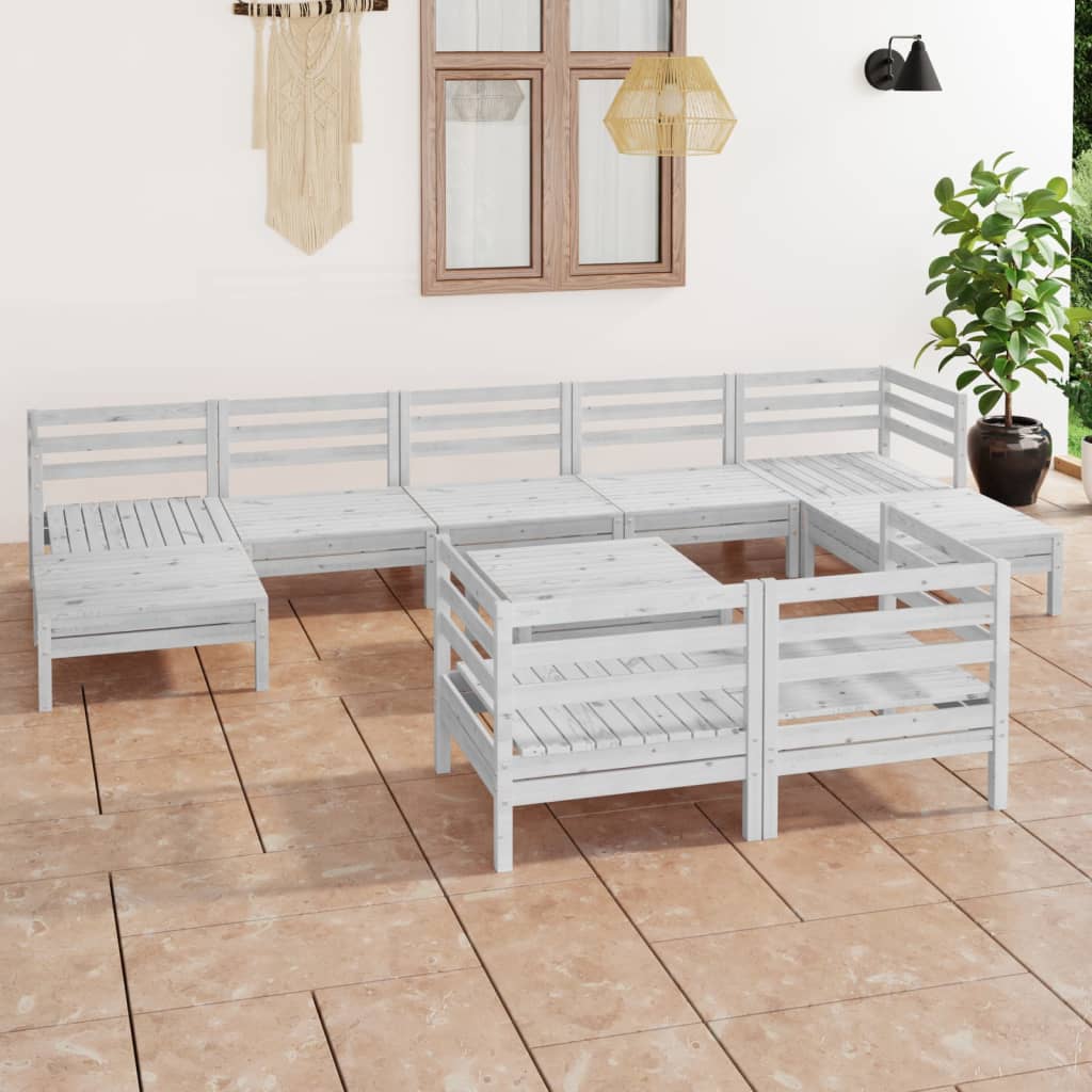 10-delige Loungeset massief grenenhout wit is nu te koop bij PeponiXL, paradijselijk wonen!