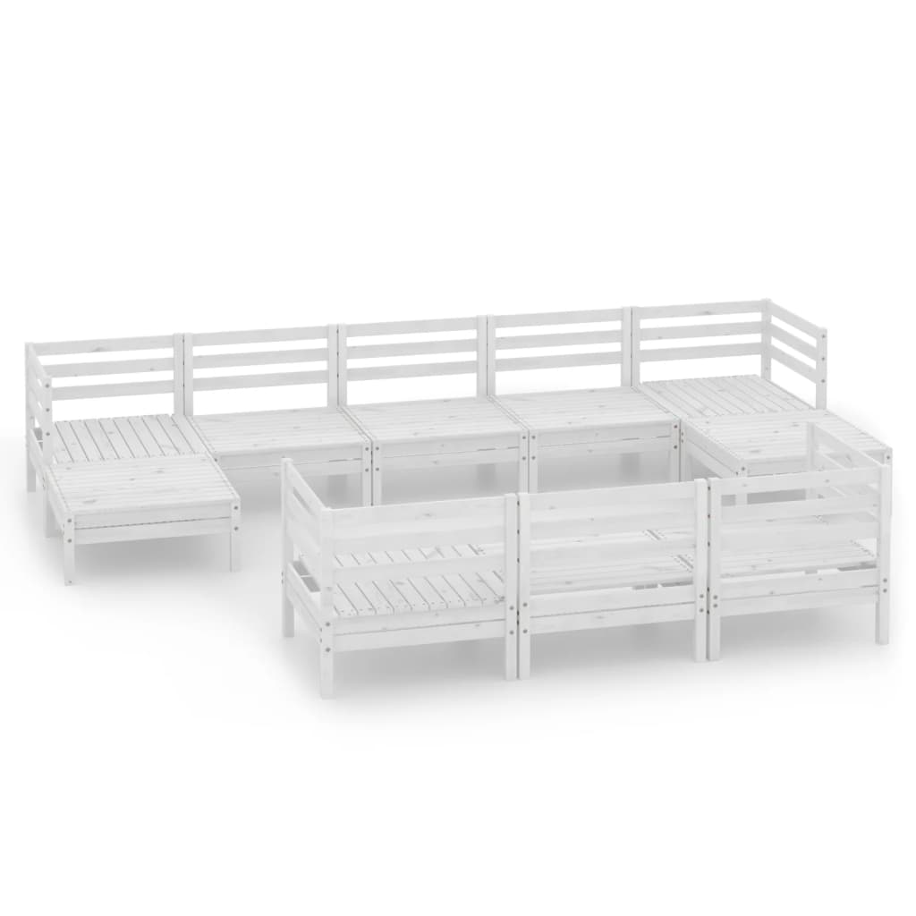 3083385 vidaXL 10-delige Tuin Lounge Set Wit Stevig Hout Grenen is nu te koop bij PeponiXL, paradijselijk wonen!