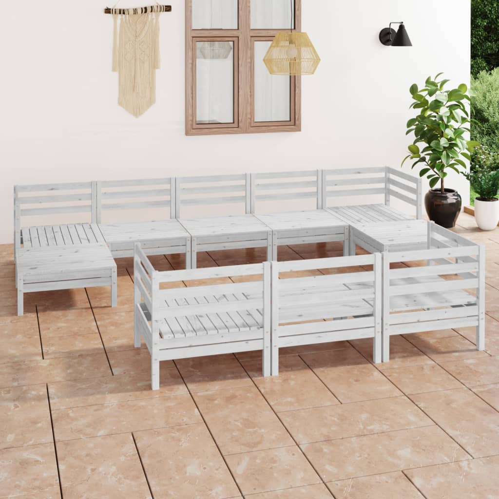 3083385 vidaXL 10-delige Tuin Lounge Set Wit Stevig Hout Grenen is nu te koop bij PeponiXL, paradijselijk wonen!
