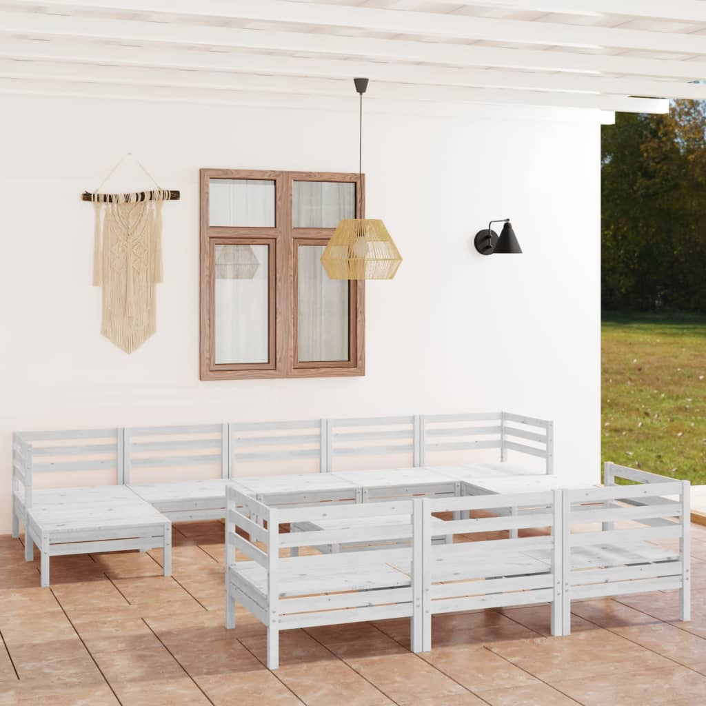 11-delige Loungeset massief grenenhout wit is nu te koop bij PeponiXL, paradijselijk wonen!