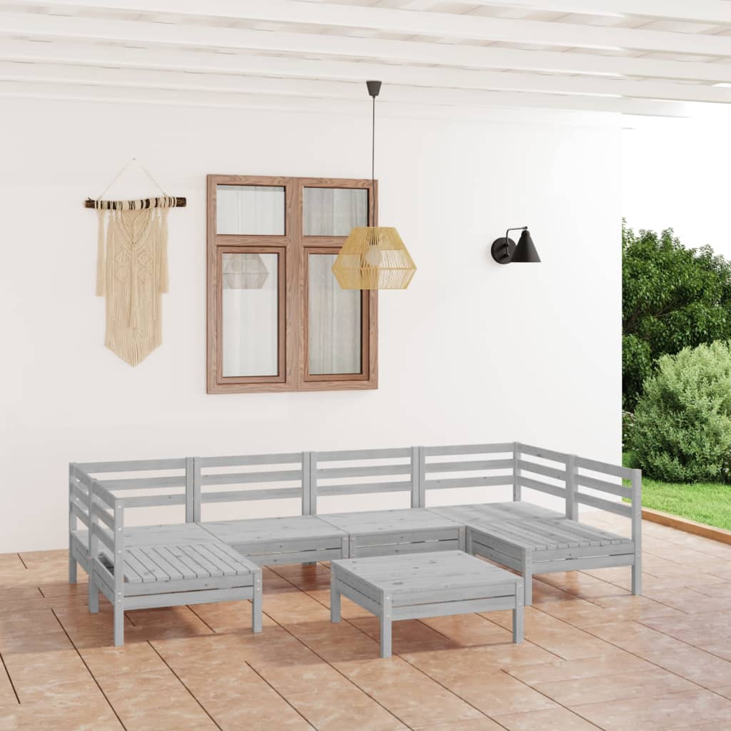 7-delige Loungeset massief grenenhout wit is nu te koop bij PeponiXL, paradijselijk wonen!