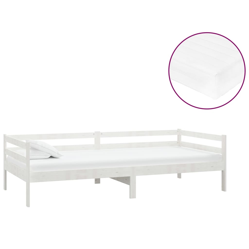 Slaapbank met matras massief grenenhout wit 90x200 cm is nu te koop bij PeponiXL, paradijselijk wonen!
