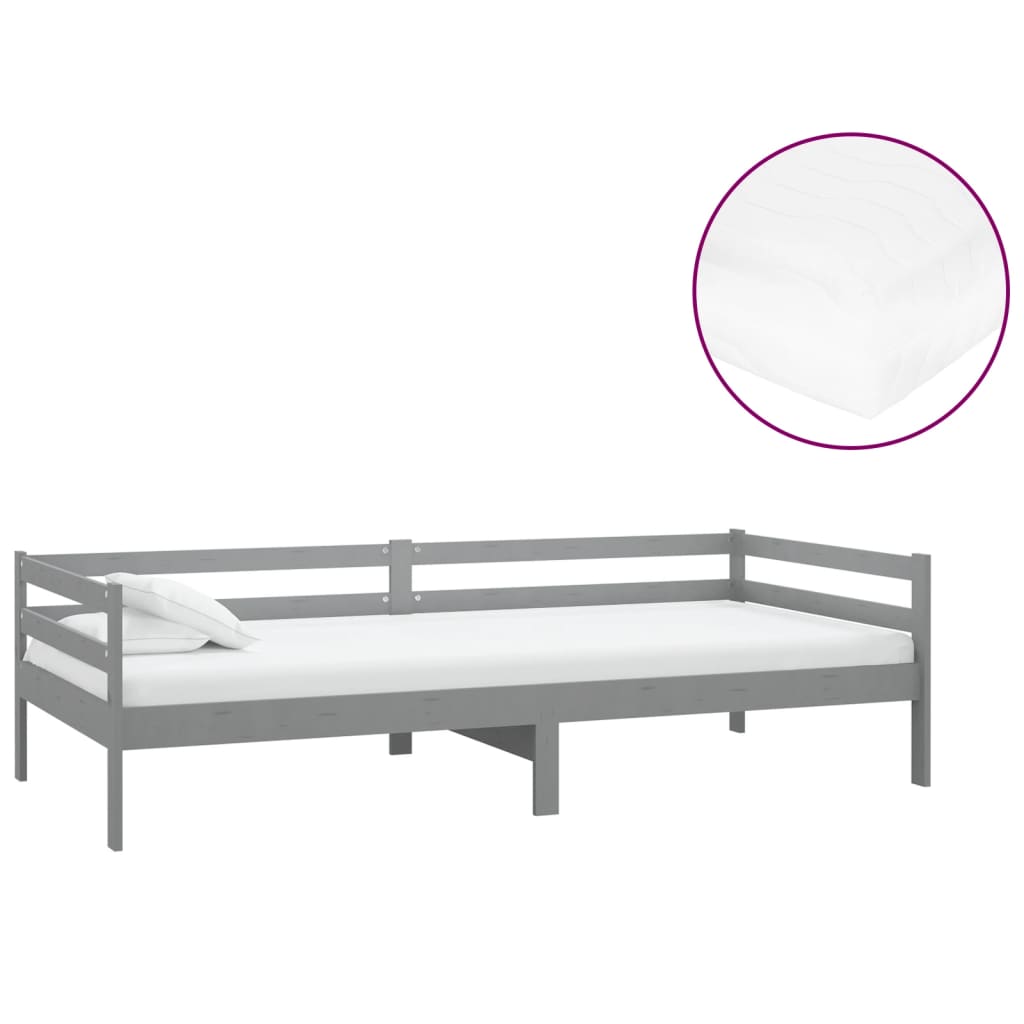 Slaapbank met matras massief grenenhout grijs 90x200 cm is nu te koop bij PeponiXL, paradijselijk wonen!