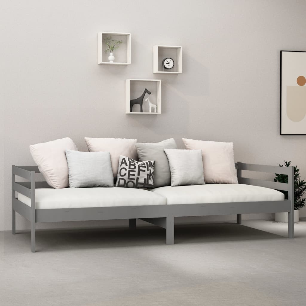 Slaapbank met matras massief grenenhout grijs 90x200 cm is nu te koop bij PeponiXL, paradijselijk wonen!