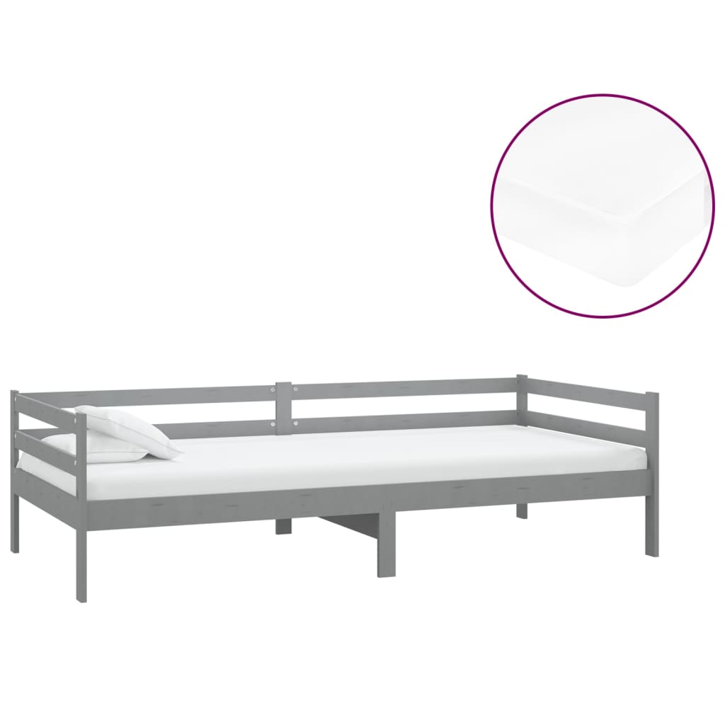 Slaapbank met matras massief grenenhout grijs 90x200 cm is nu te koop bij PeponiXL, paradijselijk wonen!