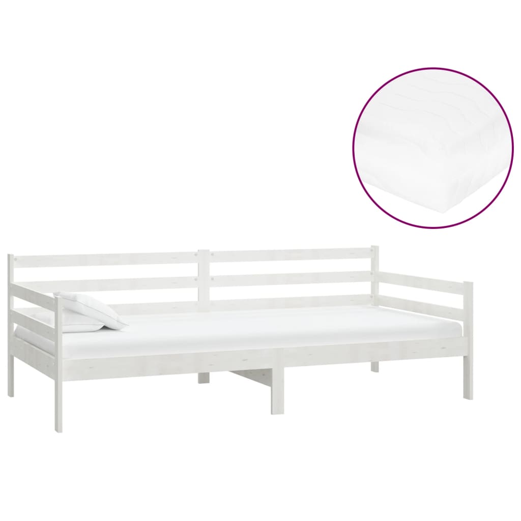 Slaapbank met matras massief grenenhout wit 90x200 cm is nu te koop bij PeponiXL, paradijselijk wonen!