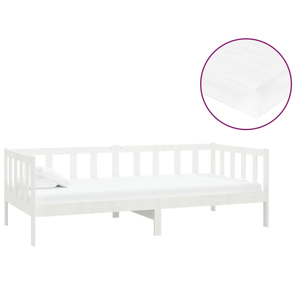 Slaapbank met matras massief grenenhout wit 90x200 cm is nu te koop bij PeponiXL, paradijselijk wonen!