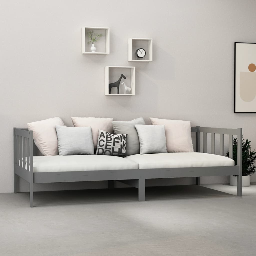 Slaapbank met matras massief grenenhout grijs 90x200 cm is nu te koop bij PeponiXL, paradijselijk wonen!