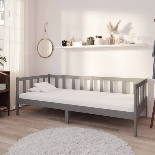 Slaapbank met matras massief grenenhout grijs 90x200 cm is nu te koop bij PeponiXL, paradijselijk wonen!