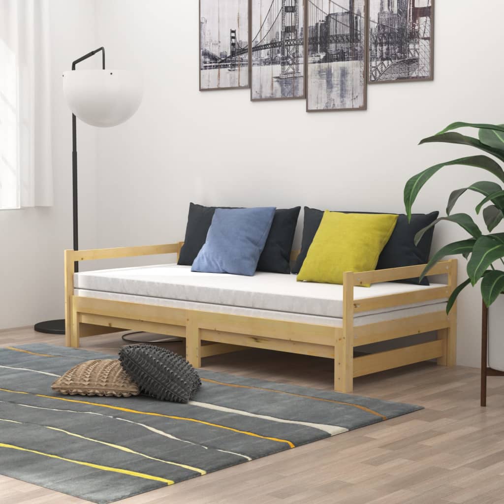 Slaapbank uitschuifbaar massief grenenhout 2x(90x200) cm is nu te koop bij PeponiXL, paradijselijk wonen!
